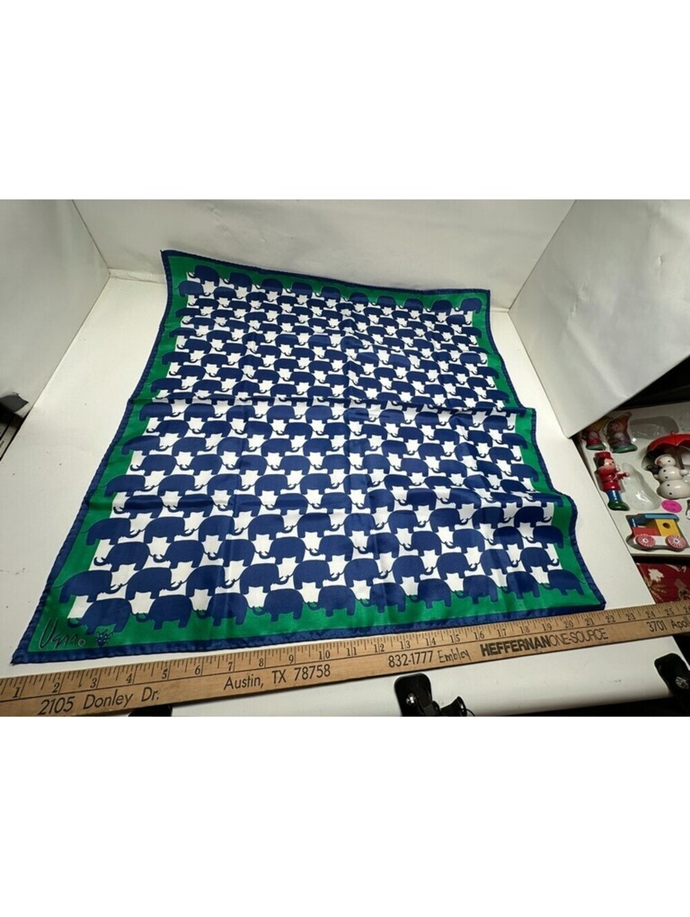 Vintage Vera Neumann Elephants Ladybug Handkerchief Approximately 22" x 21.5"